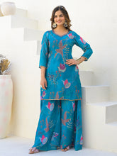 Neck Embroidery Georgette Kurta With Sharara And Dupatta